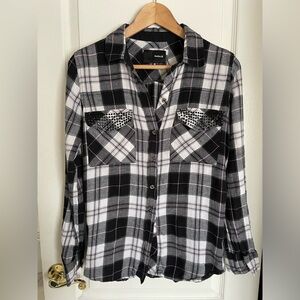 Hurley Black, White and Pink Plaid Shirt